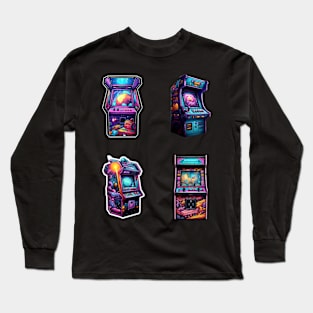 Futuristic Arcade Machine Sticker Set Long Sleeve T-Shirt